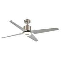 65 Watt Satin Nickel Ceiling Fan With ABS Blades and Light
