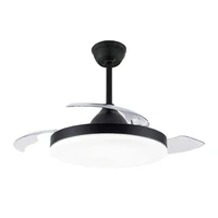 Black Retractable Ceiling Fan with Lights and Remote -EMS