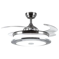 Satin Nickel Retractable Ceiling Fan with Bluetooth Speaker