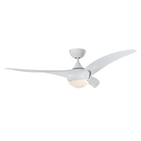 White 3 Blade Fan With Frosted Opal Glass Light Fitting