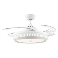 White Retractable Ceiling Fan with Bluetooth Speaker