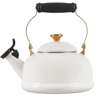 Le Creuset Classic Whistling Tea Kettle - White - Gold Knob