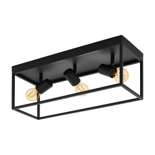 Eglo Silentina 3 Light Black Flush Mount Ceiling Light