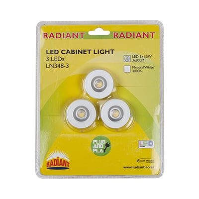 Radiant Down Light Cabinet Led 3X1.5W Silver C/O 40Mm