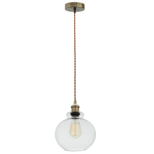Bright Star Bridget Clear Round Glass Pendant Light