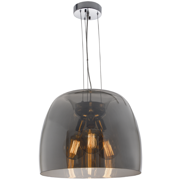 Bright Star Elspeth 3-Light Dome Smoke Glass Pendant Light